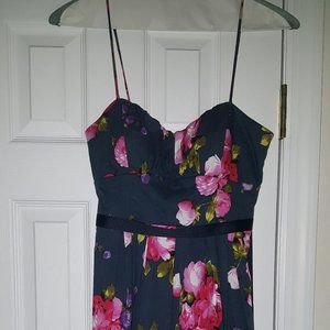 Navy Pink Rose Summer Cocktail Dress - Size 9 - Medium